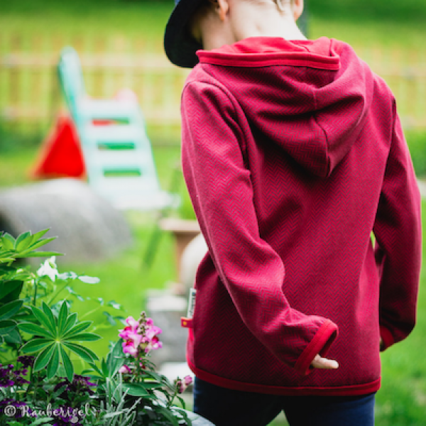 Bio-Jacquard Baumwolle Fischgrät Kirsche (GOTS) - Stoffonkel | Meterware